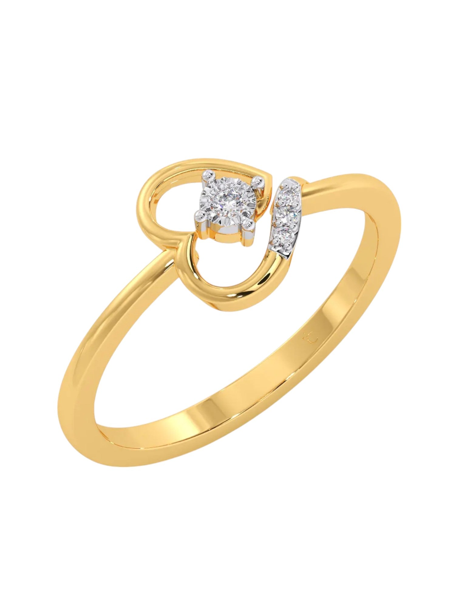 Heart Shaped 925 Sterling Silver Gold Plated CZ Stone Light Weight Ring For Women By Kesardeep Impex
